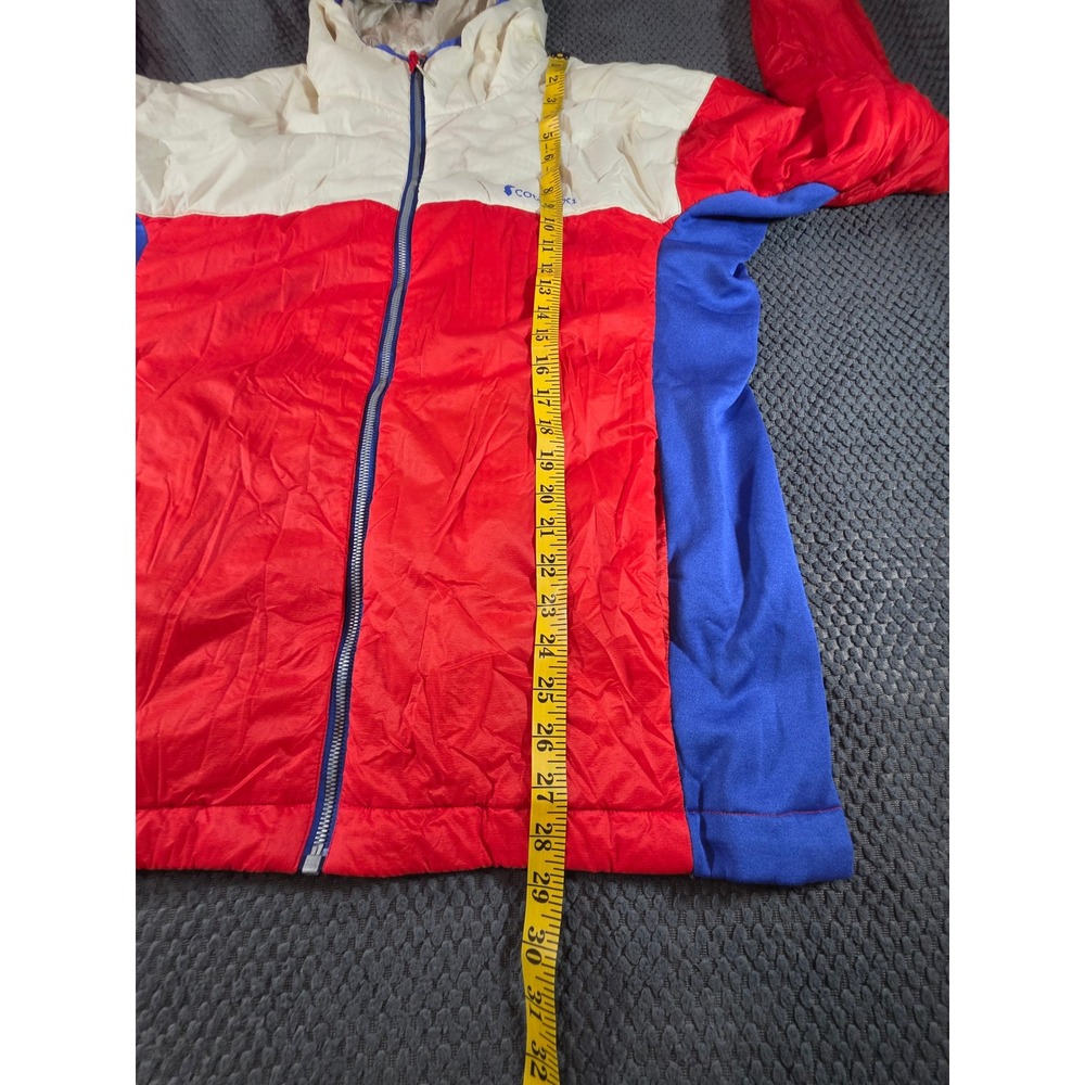 Cotopaxi Pacaya Insulated Hooded Jacket Mens Medium Colorblock Red Blue Cream - Picture 7 of 13